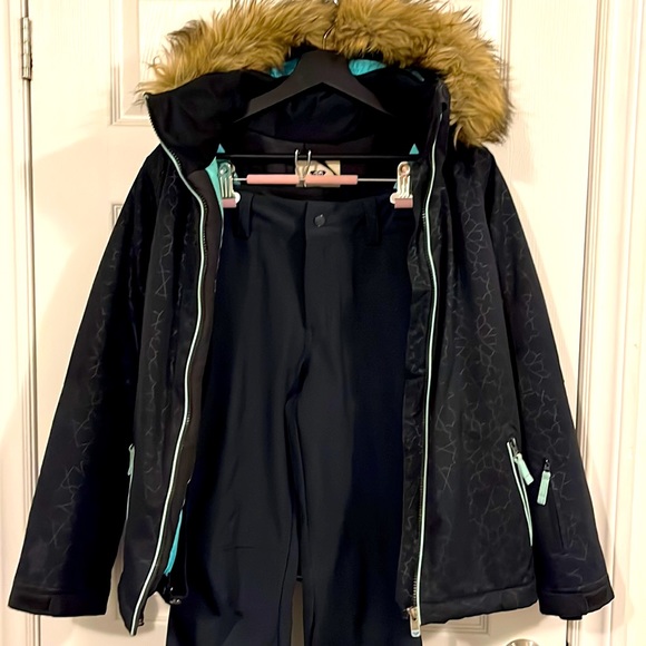 ROXY Jacket snow pants snowsuit set girls 14XL great used condition teal - Picture 2 of 12